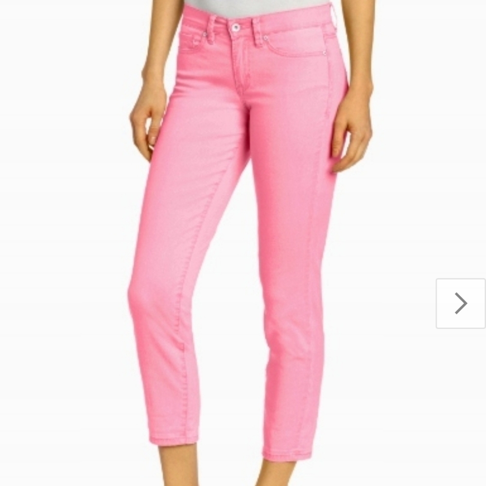 Calvin Klein Jeans skinny crop acid wash denim in optic pink